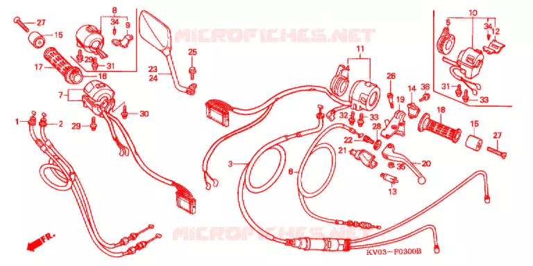 LEVIER DE GUIDON - CABLE - COMMODO Honda MOTO 250 VTR 1989  VTR250K