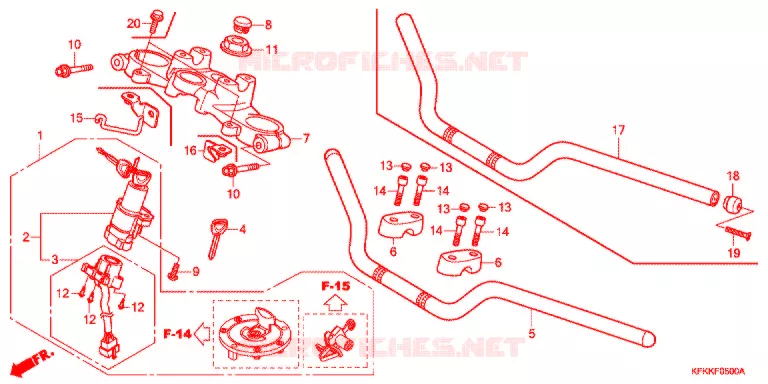 GUIDON - TE DE FOURCHE Honda MOTO 250 VTR 2015  VTR250LF