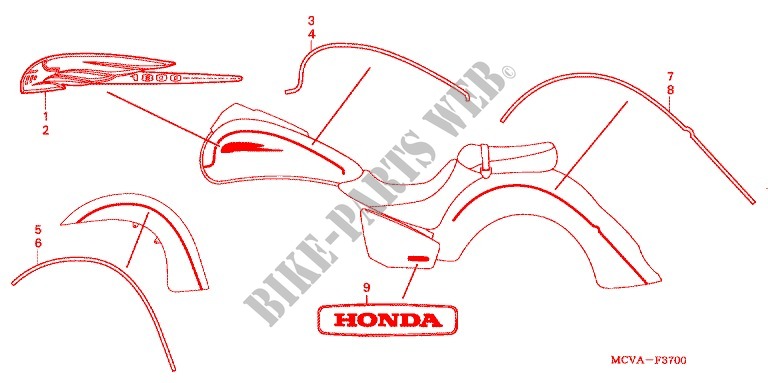 EMBLEME pour Honda VTX 1800 R Black crankcase, Chromed forks cover, Radiato chrome side cover de 2005