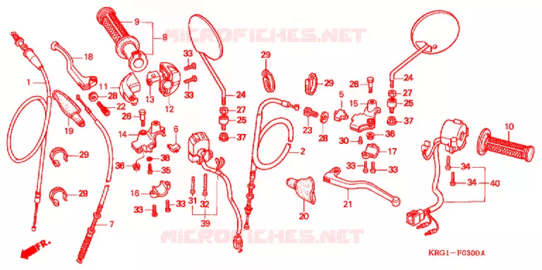 LEVIER DE GUIDON - CABLE - COMMODO Honda MOTO 230 XL 2002  XL2302