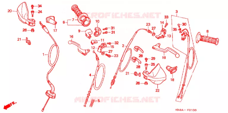 LEVIER DE GUIDON - CABLE Honda MOTO 100 XR 2001  XR100R1
