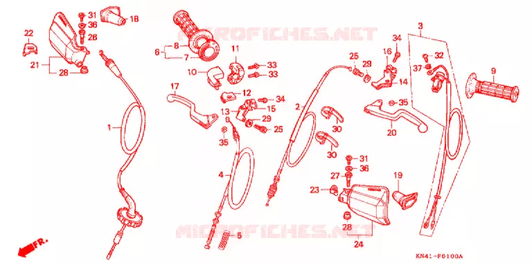 LEVIER DE GUIDON - CABLE - COMMODO Honda MOTO 100 XR 1992  XR100RN
