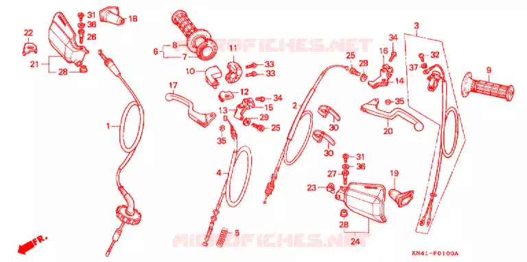 LEVIER DE GUIDON - CABLE - COMMODO Honda MOTO 100 XR 1994  XR100RR