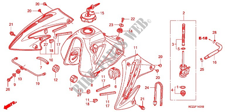 RESERVOIR A CARBURANT (XR2503/5/6/7) pour Honda XR 250 de 2003