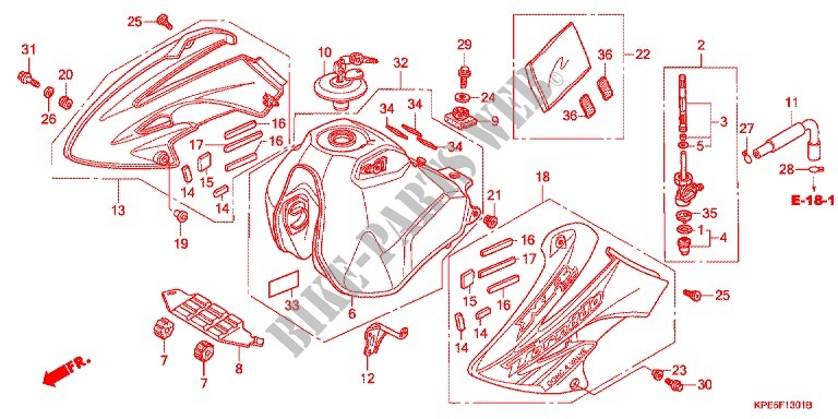 RESERVOIR A CARBURANT (XR250HS6,7,8,E/LS6,7,8) pour Honda XR 250 TORNADO de 2009