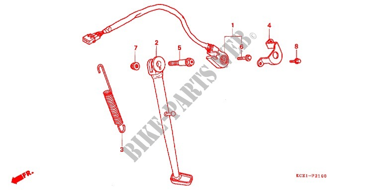 BEQUILLE LATERALE pour Honda XR 250 BAJA Without speed warning light de 1996