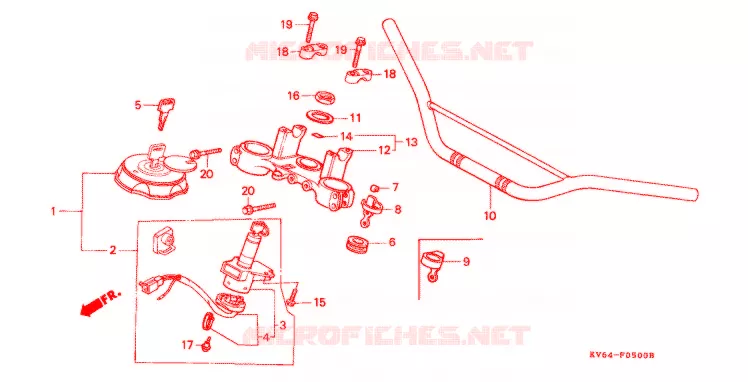 GUIDON Honda MOTO 250 XR 1993  XR250LP