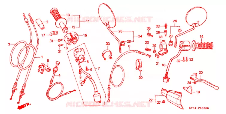 COMMODOS - POIGNEES Honda MOTO 250 XR 1993  XR250LP