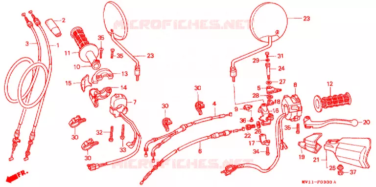 LEVIER DE GUIDON - CABLE - COMMODO Honda MOTO 750 AFRICA-TWIN 1990  XRV750L