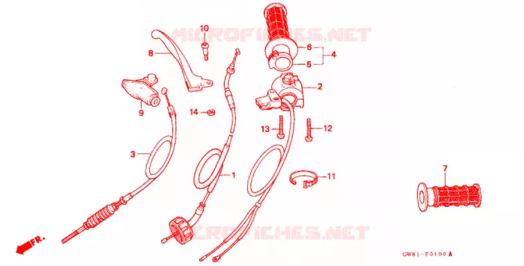 LEVIER DE GUIDON - CABLE - COMMODO Honda MOTO 50 Z50 1993  Z50RP
