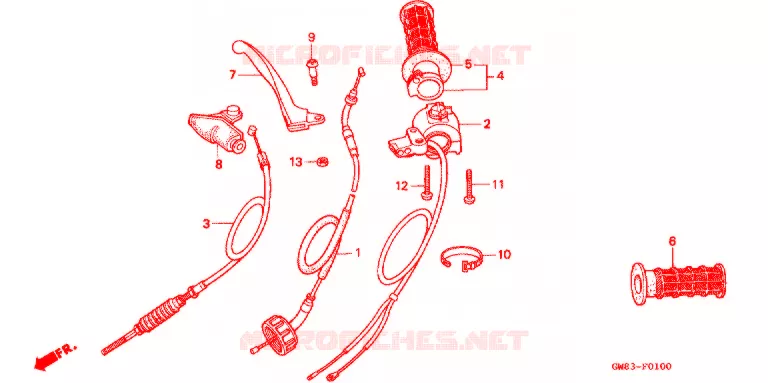 LEVIER DE GUIDON - CABLE - COMMODO Honda MOTO 50 Z50 1999  Z50RX