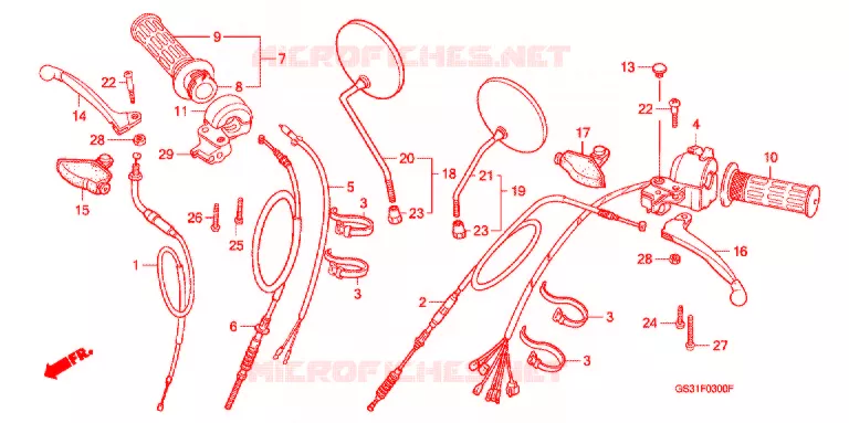 LEVIER DE GUIDON - CABLE - COMMODO Honda MOTO 50 JAZZ 1994  CA50P