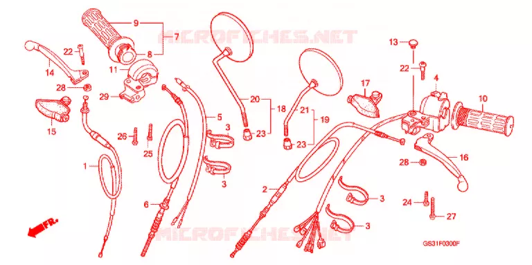 LEVIER DE GUIDON - CABLE - COMMODO Honda MOTO 50 JAZZ 1995  CA50S