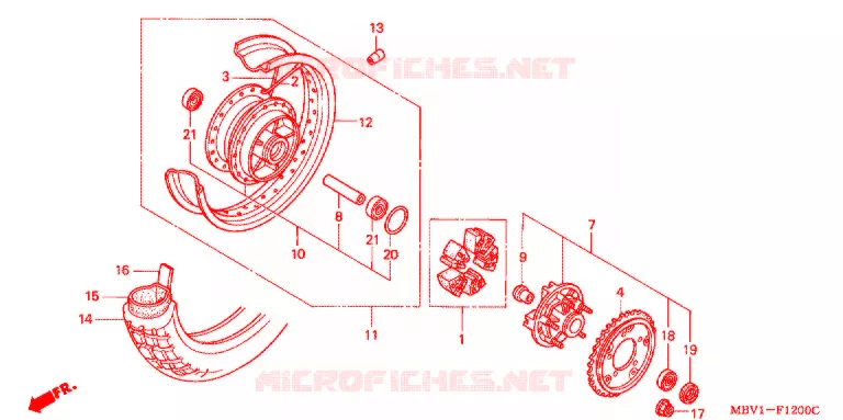 ROUE ARRIERE Honda MOTO 400 SCRAMBLER 1998  CL400W