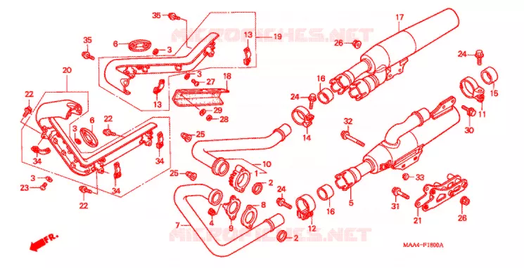 SILENCIEUX D'ECHAPPEMENT Honda MOTO 1100 SHADOW 1998  VT1100CW