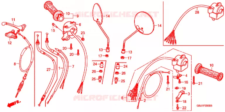 LEVIER DE GUIDON - CABLE - COMMODO Honda SCOOTER 50 C50 2002  C50BN2_J