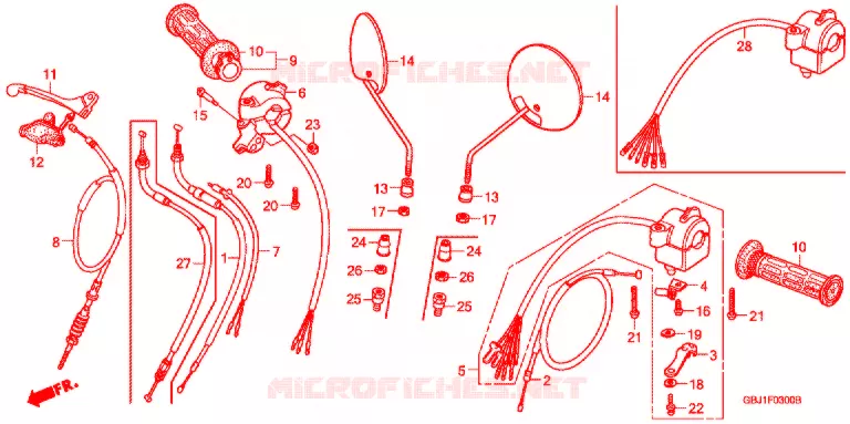LEVIER DE GUIDON - CABLE - COMMODO Honda SCOOTER 50 C50 2002  C50BND2_J