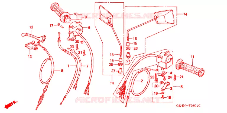 LEVIER DE GUIDON - CABLE - COMMODO (C50CM2) Honda SCOOTER 50 C50 2003  C50CM2_J