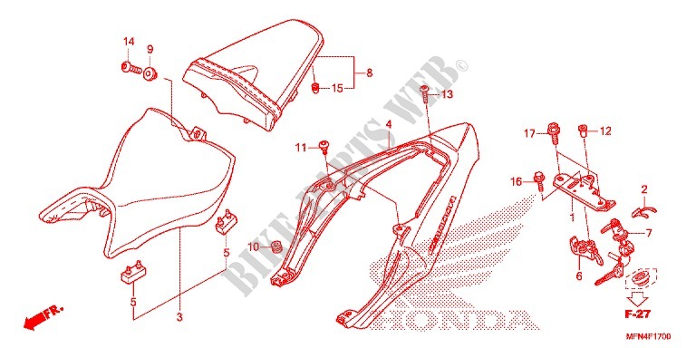 SELLE   CARENAGE ARRIERE pour Honda CB 1000 R de 2013