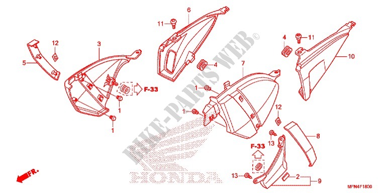 COUVERCLES LATERAUX pour Honda CB 1000 R de 2014
