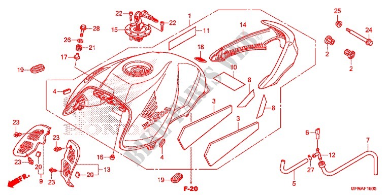 RESERVOIR A CARBURANT pour Honda CB 1000 R de 2016