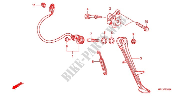 BEQUILLE pour Honda CBR 1000 RR FIREBLADE TRICOLORE de 2011