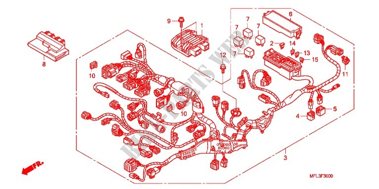 FAISCEAU DES FILS (CBR1000RR) pour Honda CBR 1000 RR FIREBLADE TRICOLORE de 2011