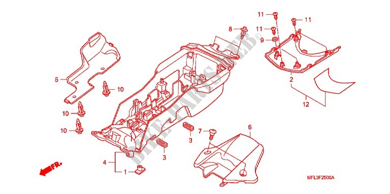 GARDE BOUE ARRIERE (CBR1000RR) pour Honda CBR 1000 RR FIREBLADE TRICOLORE de 2011