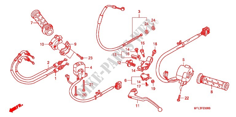 LEVIER DE GUIDON   CABLE   COMMODO pour Honda CBR 1000 RR FIREBLADE TRICOLORE de 2011