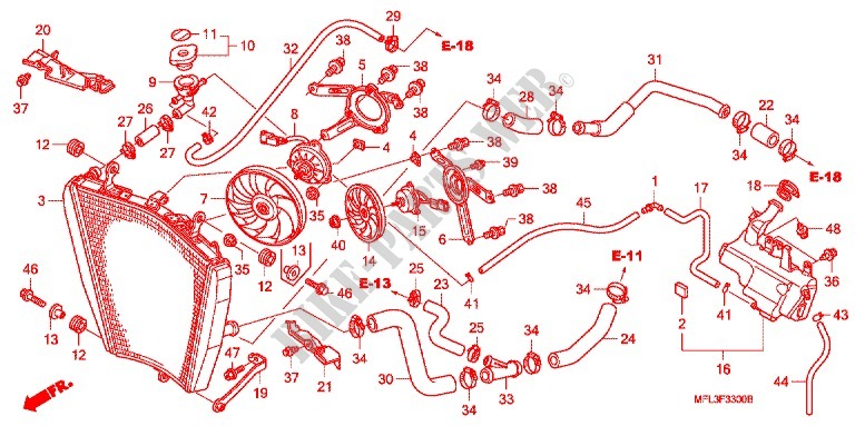 RADIATEUR pour Honda CBR 1000 RR FIREBLADE TRICOLOUR de 2011