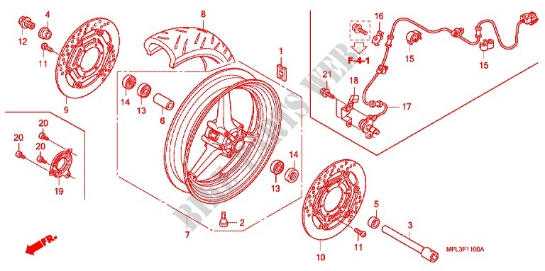 ROUE AVANT pour Honda CBR 1000 RR FIREBLADE TRICOLOUR de 2011