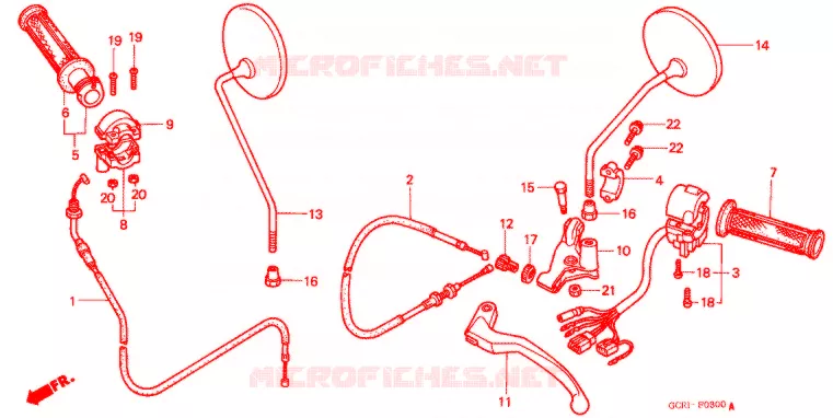 LEVIER DE GUIDON - CABLE - COMMODO Honda MOTO 50 CB 1998  CB50V