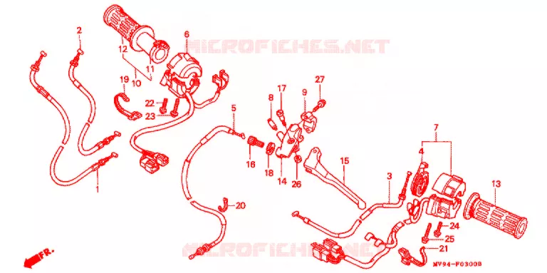 COMMODOS - POIGNEES Honda MOTO 600 CBR 1992  CBR600F2N