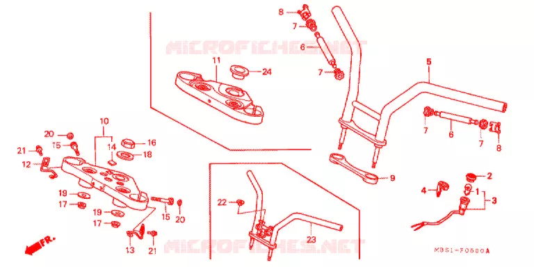 GUIDON - TE DE FOURCHE (NV400CSW/CBW) Honda MOTO 400 STEED 1998  NV400CSW
