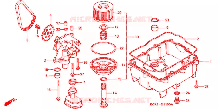 FILTRE A HUILE - CARTER D'HUILE - POMPE A HUILE Honda MOTO 250 MAGNA 2001  VT250C1