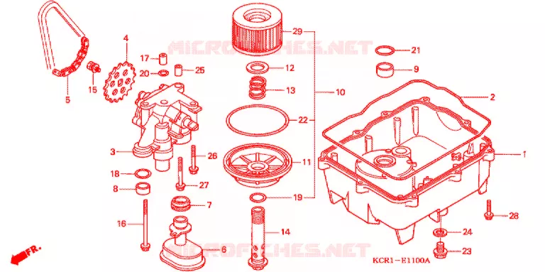 FILTRE A HUILE - CARTER D'HUILE - POMPE A HUILE Honda MOTO 250 MAGNA 1997  VT250CV