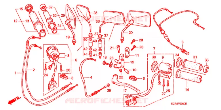 LEVIER DE GUIDON - CABLE - COMMODO Honda MOTO 250 MAGNA 1998  VT250CV