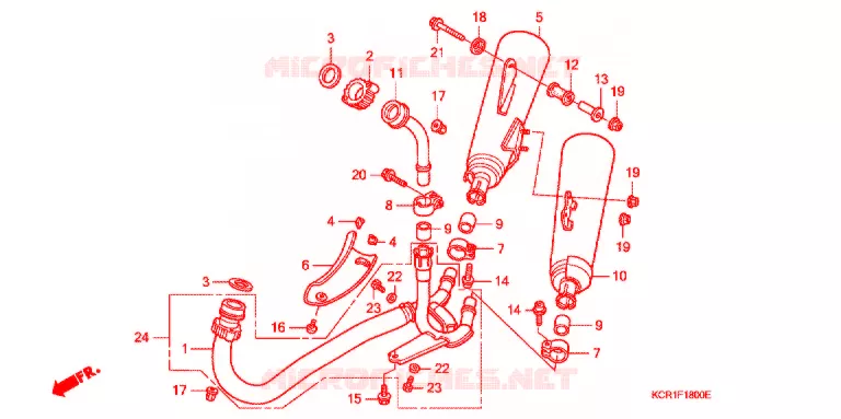 SILENCIEUX D'ECHAPPEMENT Honda MOTO 250 MAGNA 1998  VT250CV