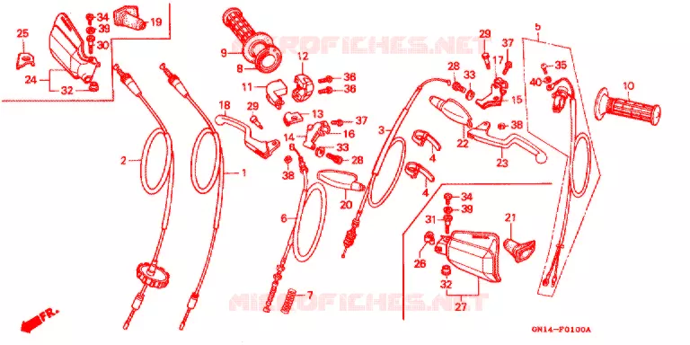 LEVIER DE GUIDON Honda MOTO 80 XR 1990  XR80RL