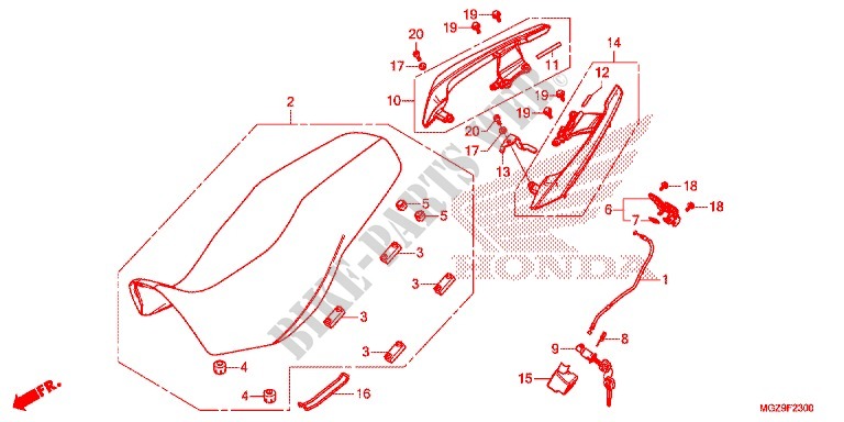 SELLE   POIGNEE ARRIERE pour Honda CB 500 X ABS de 2013