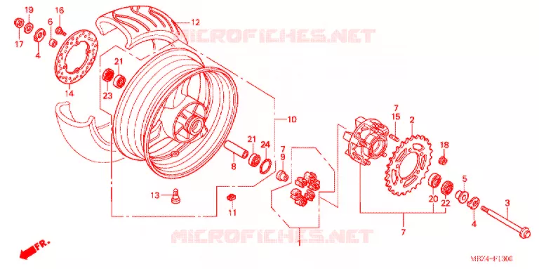 ROUE ARRIERE Honda MOTO 600 HORNET 2006  CB600F6_A