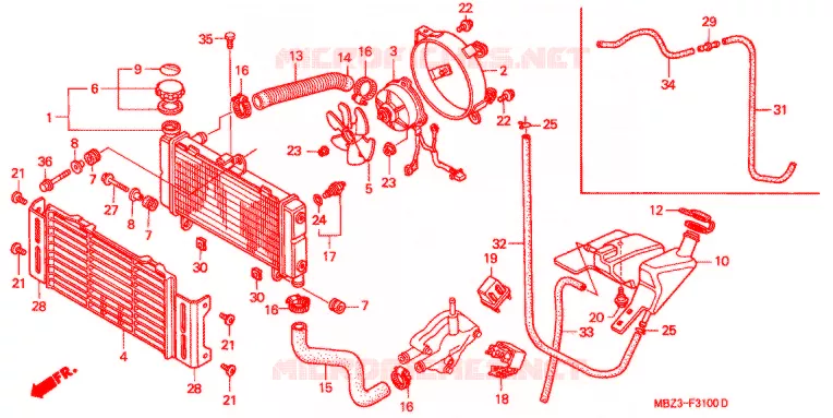 RADIATEUR Honda MOTO 600 HORNET 1998  CB600FW