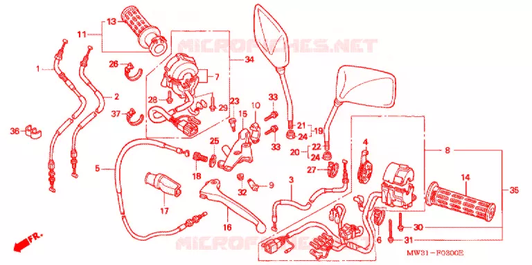 COMMODO - LEVIER - CABLE Honda MOTO 750 CB 2000  CB750F2T