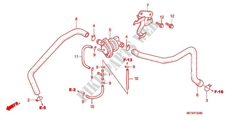 COMMANDE INJECTION D'AIR SOUPAPE pour Honda CB 750 BLACK de 2007