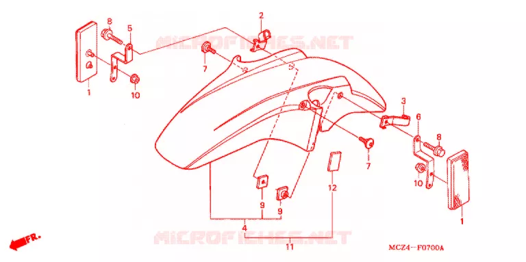 GARDE BOUE AVANT Honda MOTO 900 HORNET 2002  CB900F2