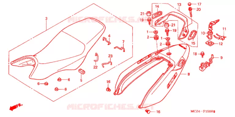 SELLE - CARENAGE ARRIERE Honda MOTO 900 HORNET 2003  CB900F3_A