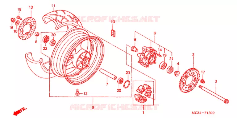 ROUE ARRIERE Honda MOTO 900 HORNET 2005  CB900F5_A