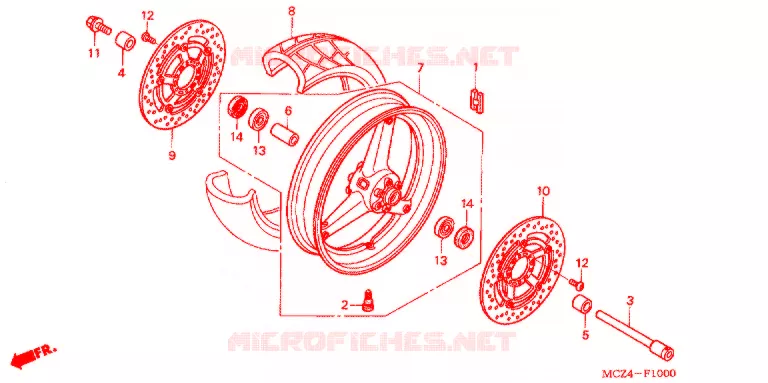ROUE AVANT Honda MOTO 900 HORNET 2005  CB900F5_A
