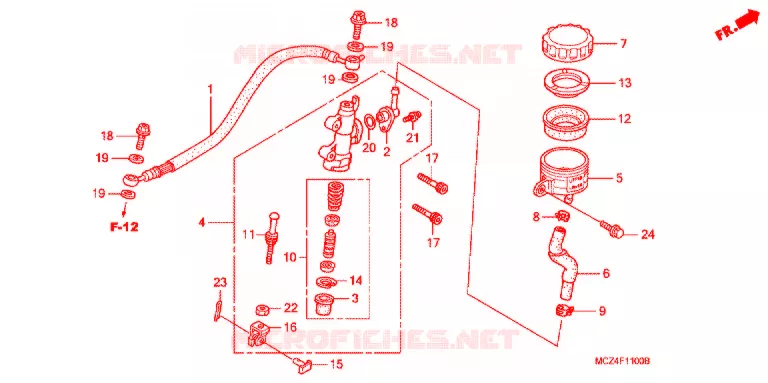 MAITRE-CYLINDRE DE FREIN ARRIERE Honda MOTO 900 HORNET 2005  CB900F5_A