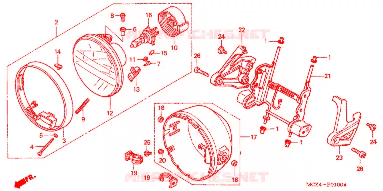 PHARE Honda MOTO 900 HORNET 2005  CB900F5_A